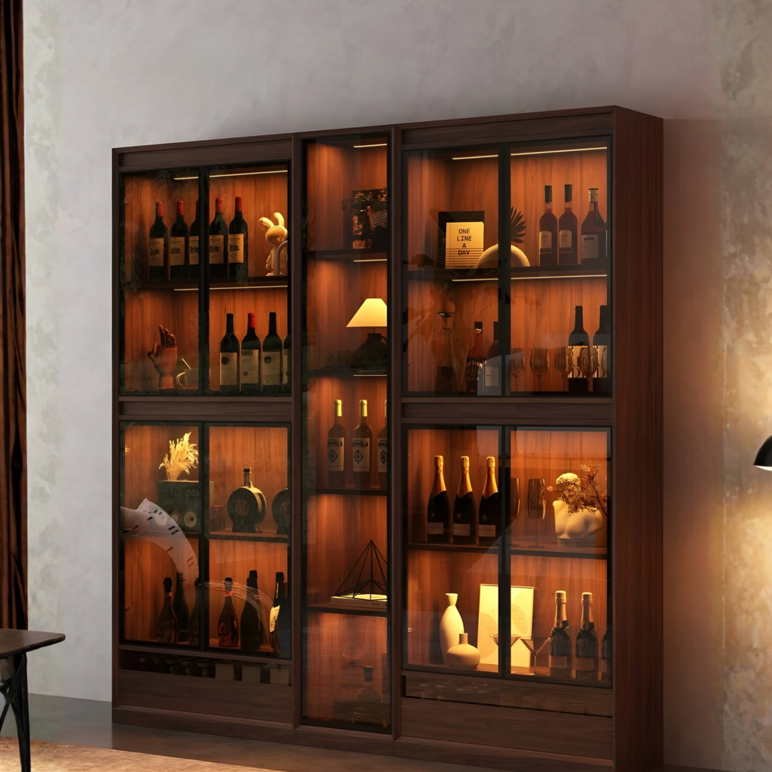 MONTIVO Rustic Wine Display Cabinet
