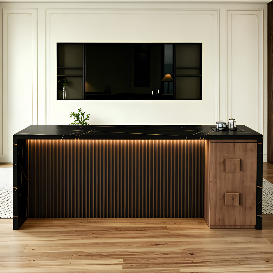 THAVERIC Modern Sintered Stone Bar Table With Storage