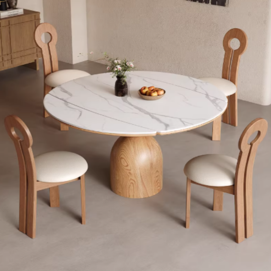 ELAN Modern Sintered Stone Extendable Round Dining Table