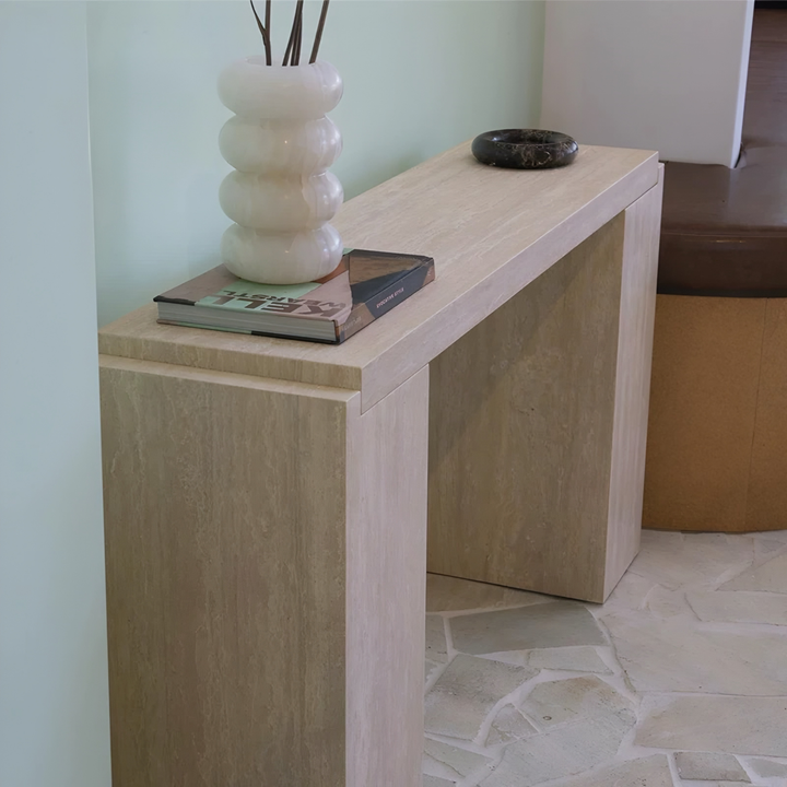 CALVORA Wabi Sabi Travertine Console Table