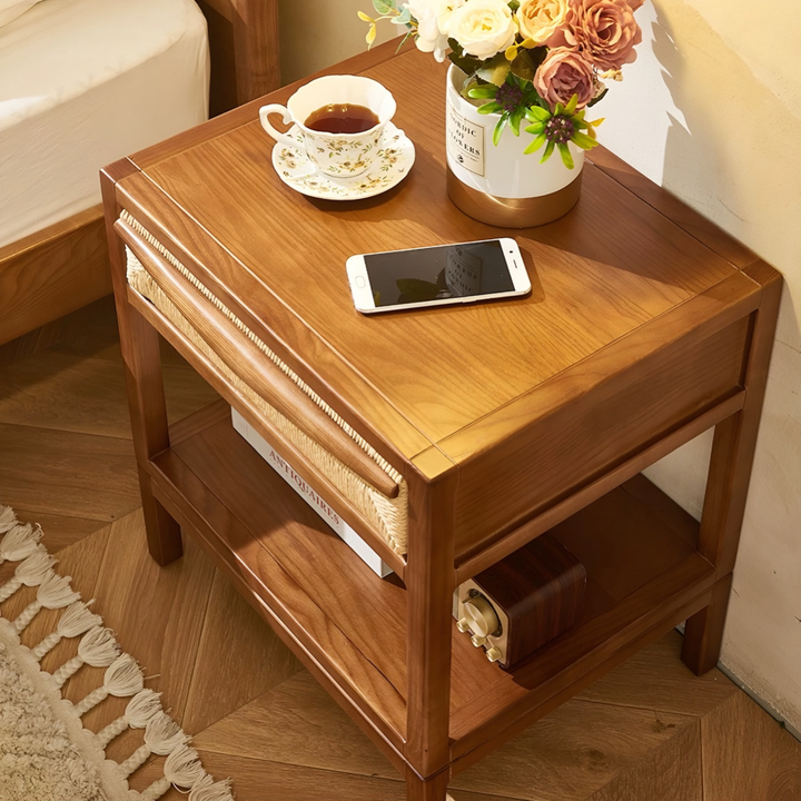 RYDEN Japandi Solid Wood Bedside Table