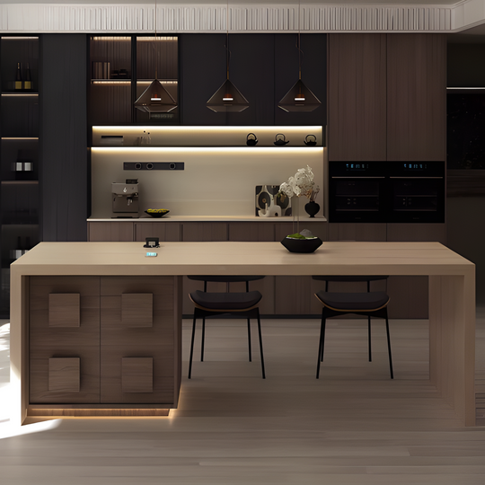 EARTHLINE Modern Travertine Dining Table Island - Cassa Haus Singapore
