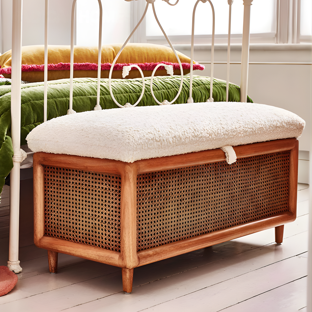BRAVEN Vintage Rattan Storage Bench