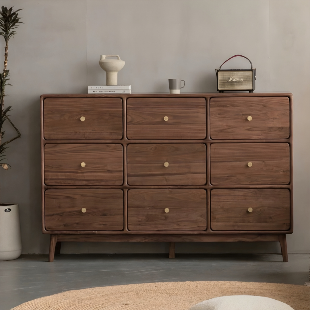 BRUBECK Rustic Walnut Wood Chest Of Drawers