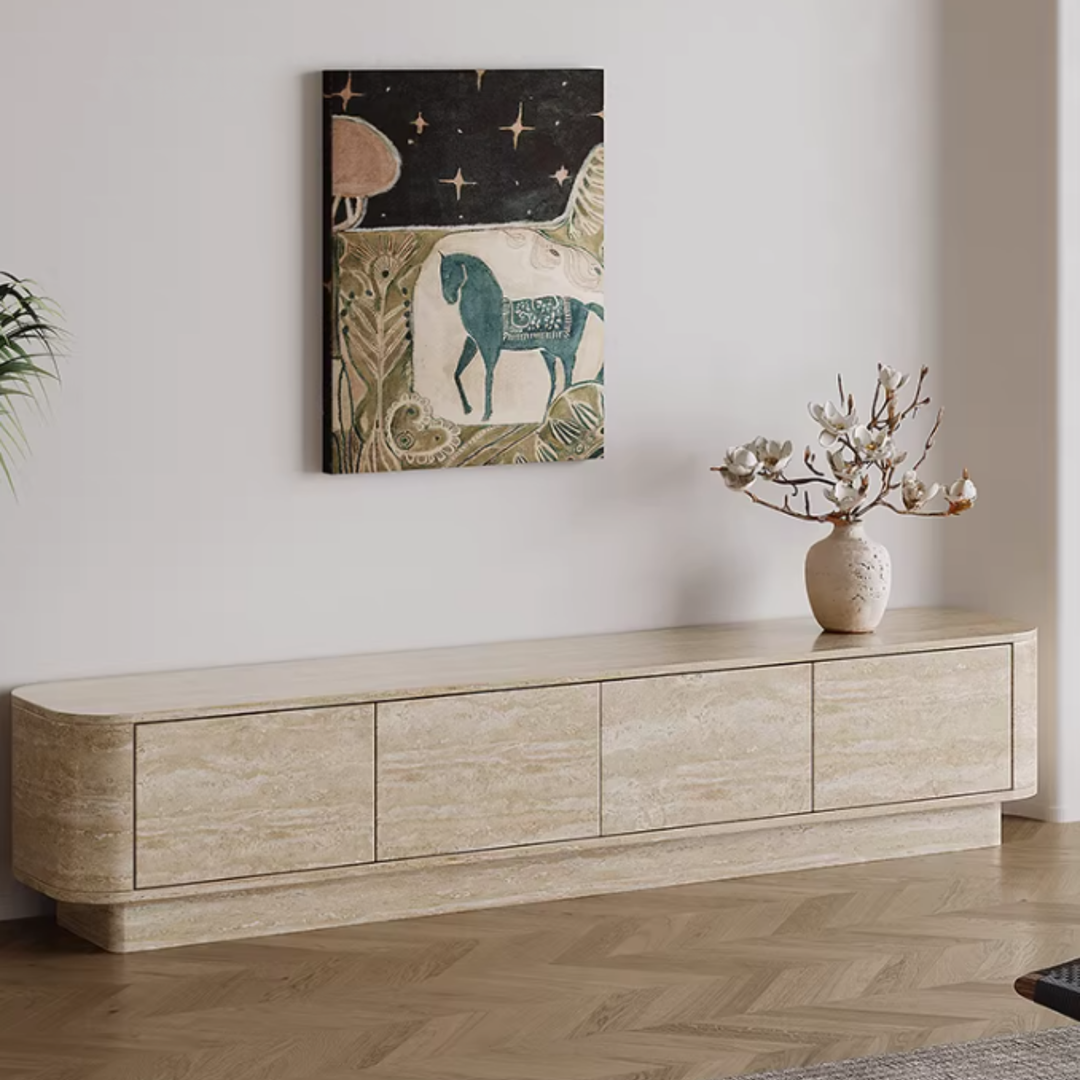TERRAEN Natural Travertine TV Console - Cassa Haus Singapore