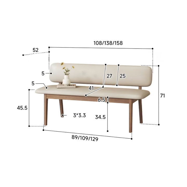 SELVANO Modern Leather Bench