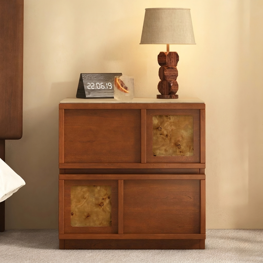 VARELO Modern Travertine Bedside Table - Cassa Haus Singapore