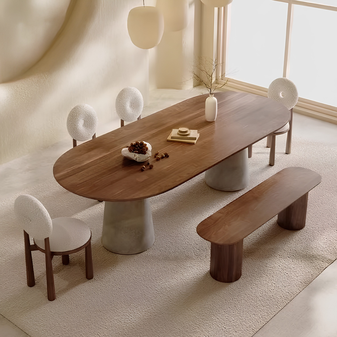 ELLIPSE Modern Solid Wood Oval Dining Table - Cassa Haus Singapore