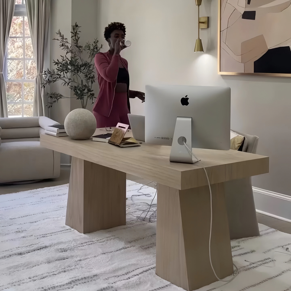 ROTHWELL Modern Solid Wood Study Table - Cassa Haus Singapore