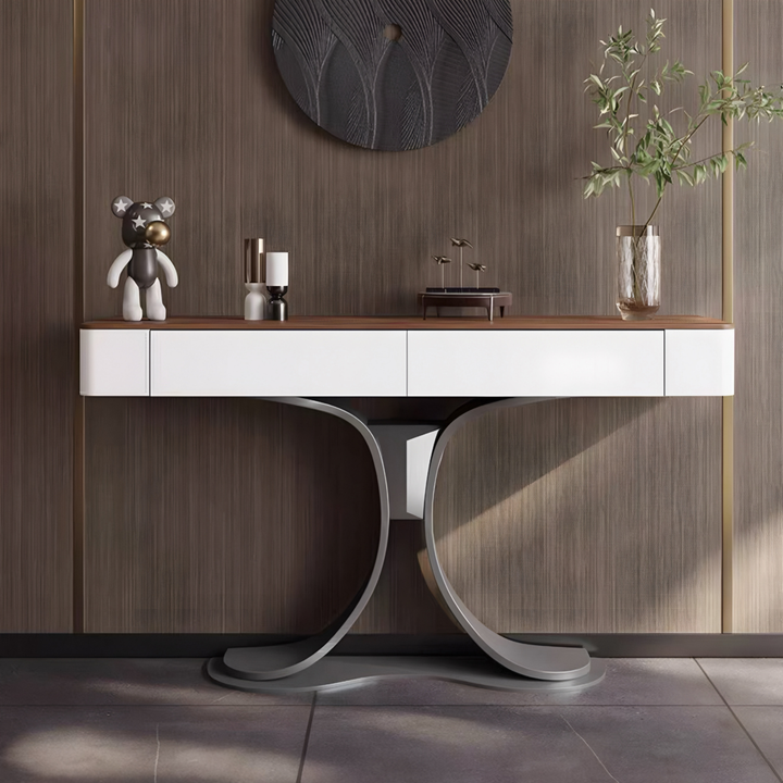 VESTARO Modern Saddle Leather Console Table