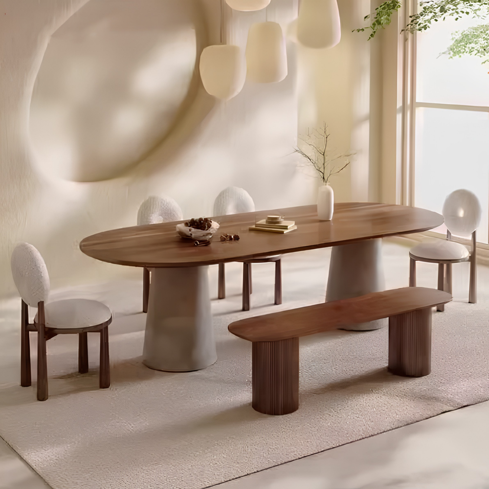 ELLIPSE Modern Solid Wood Oval Dining Table - Cassa Haus Singapore