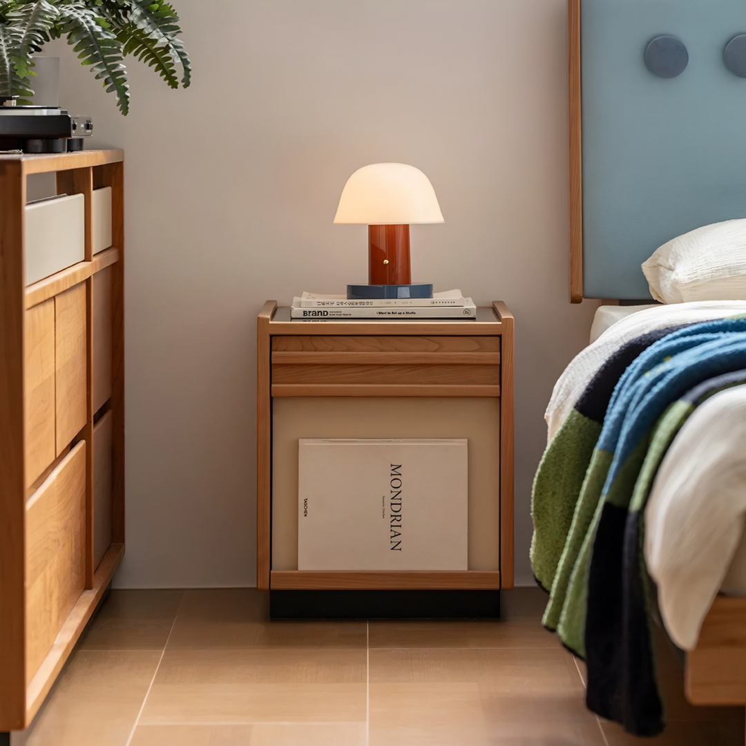 ELMAR Japandi Solid Wood Bedside Table