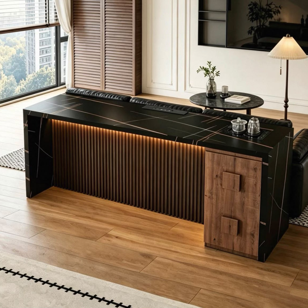 THAVERIC Modern Sintered Stone Bar Table With Storage