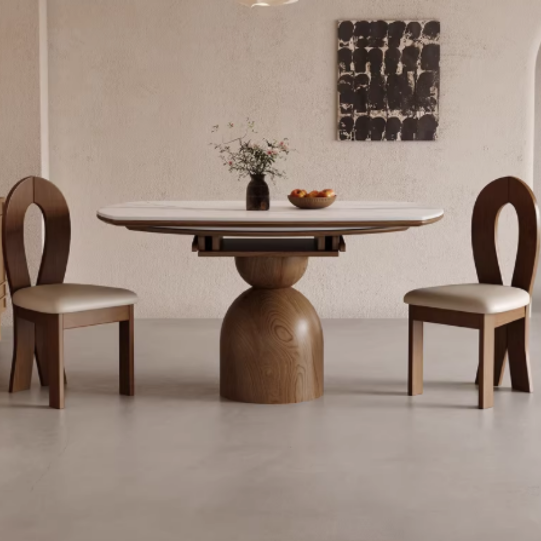 ELAN Modern Sintered Stone Extendable Round Dining Table