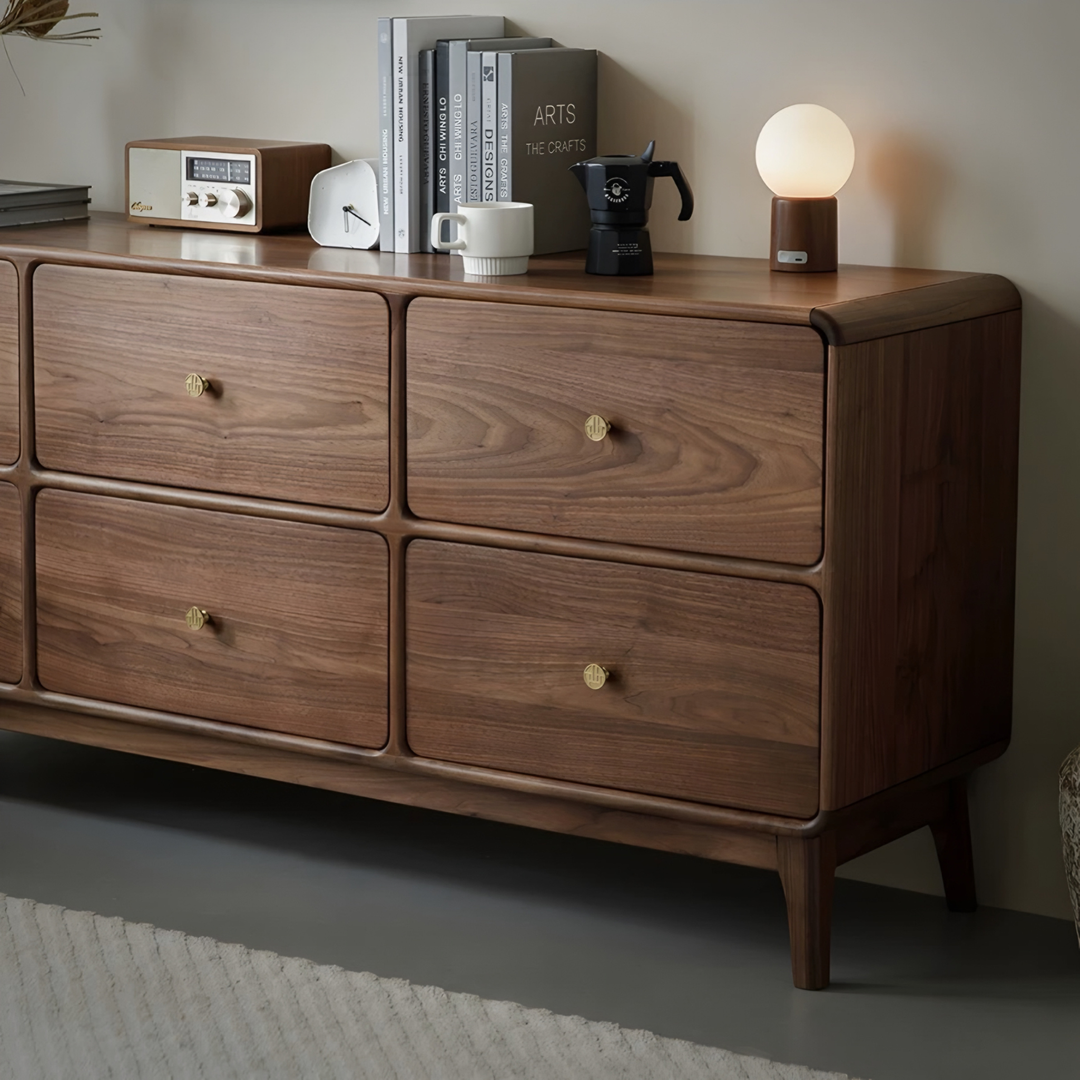 BRUBECK Rustic Walnut Wood Chest Of Drawers
