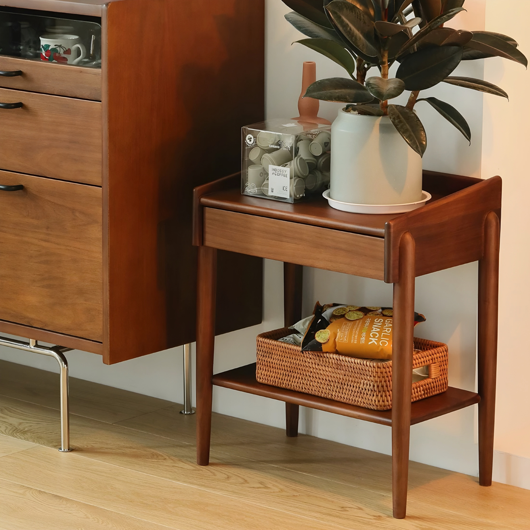 RUVEN Rustic Solid Wood Bedside Table
