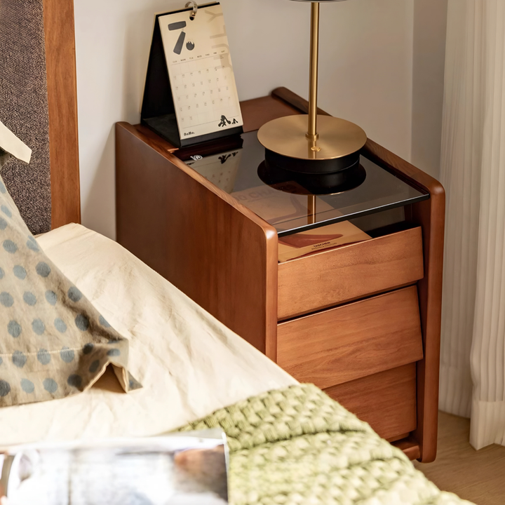 MORVEN Modern Solid Wood Bedside Table