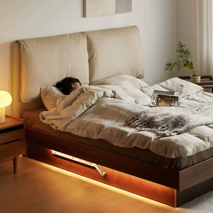 TREVIK Modern Solid Wood Storage Bedframe