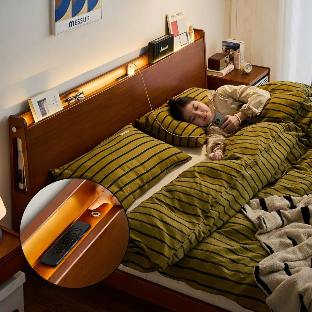 VASKEN Modern Solid Wood Bedframe