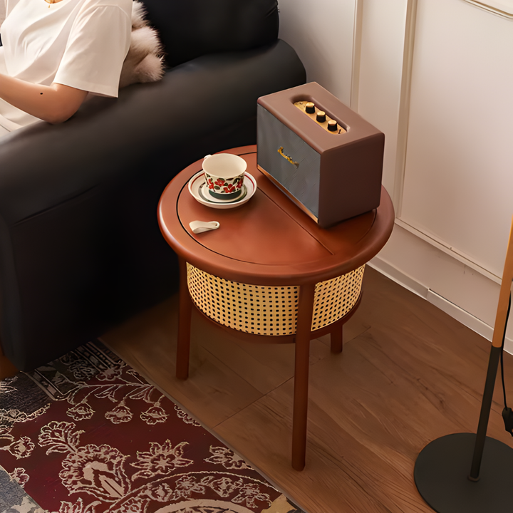 MARIANO Retro Rattan Side Table