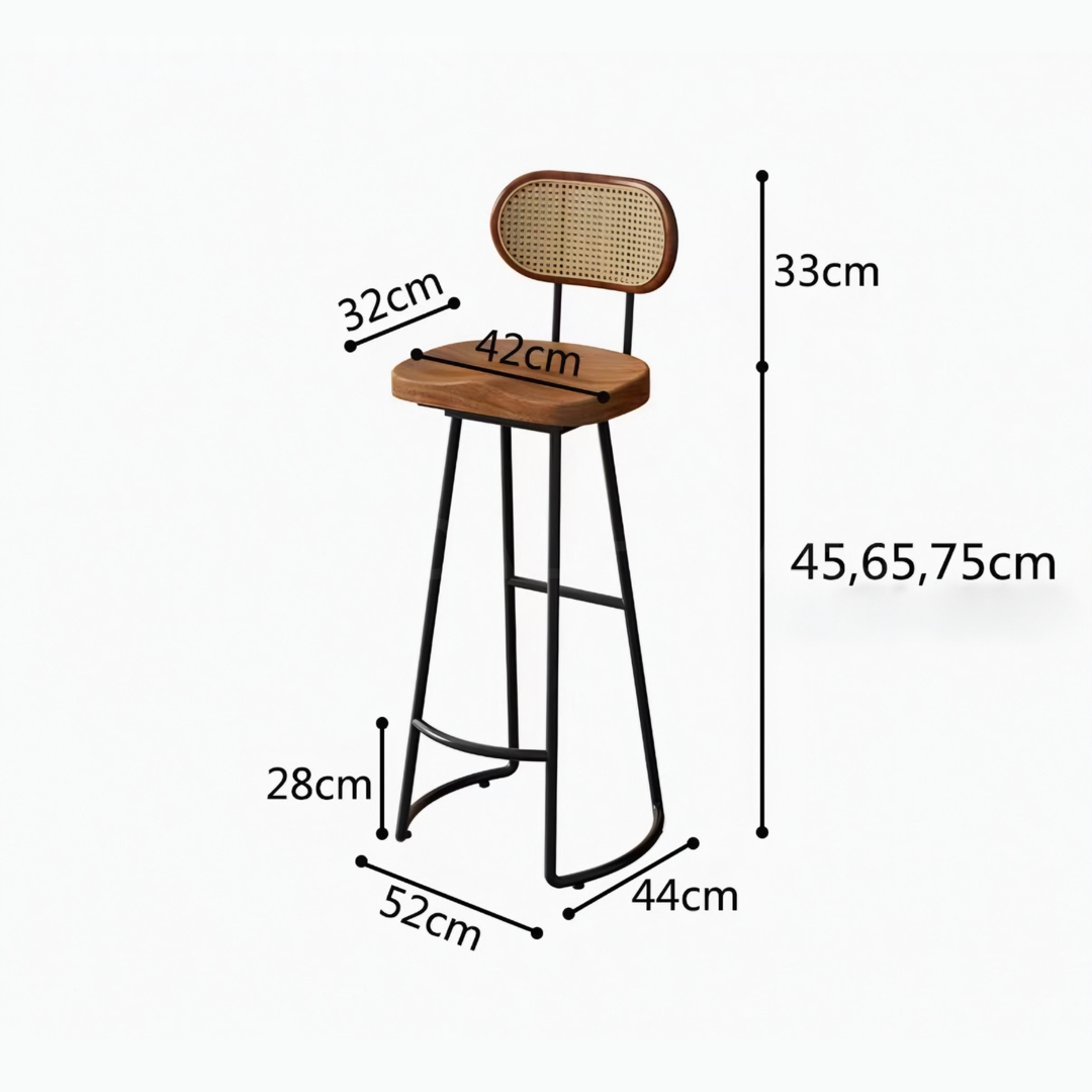 KORVESSA Industrial Solid Wood Bar Stool