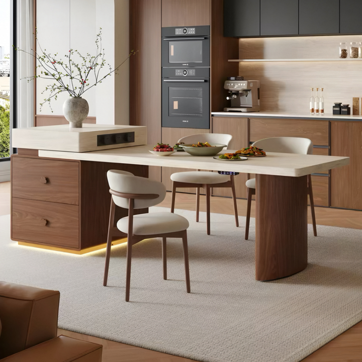 STRATUM Modern Travertine Island Dining Table - Cassa Haus Singapore