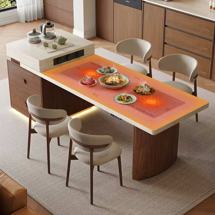 STRATUM Modern Travertine Island Dining Table - Cassa Haus Singapore