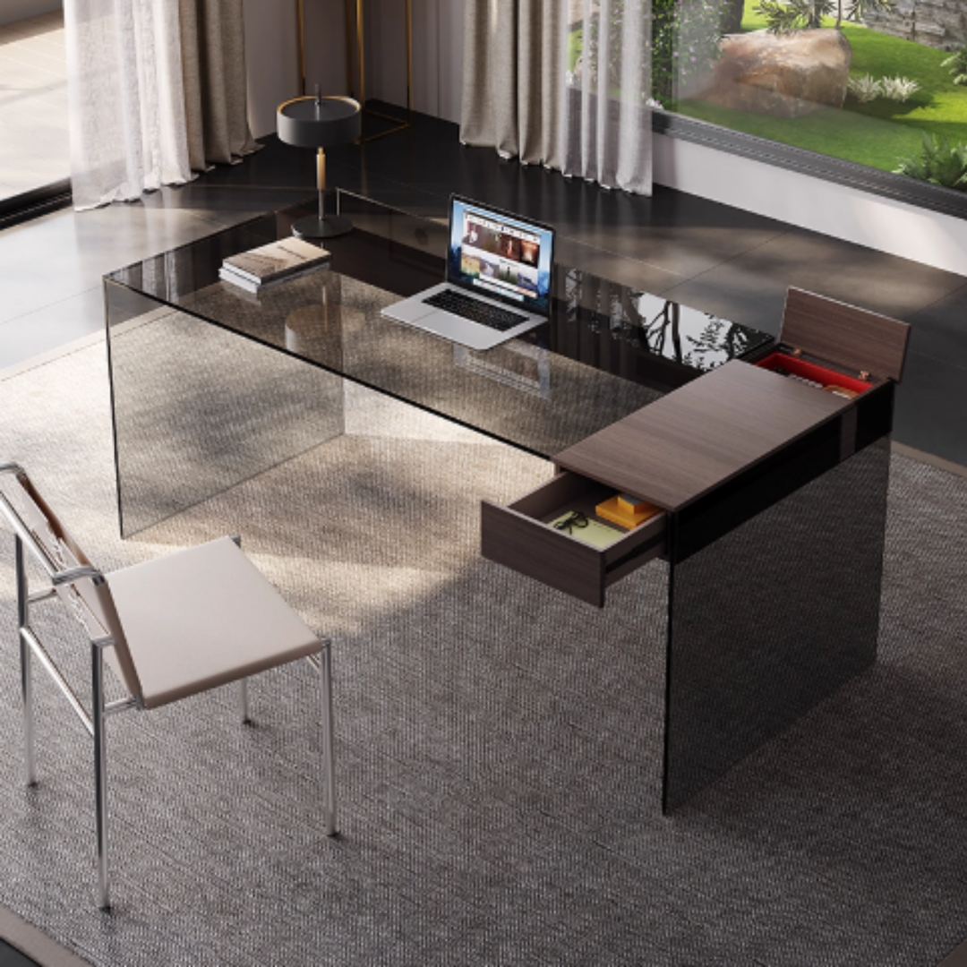 HAWTHORNE Modern Tempered Glass Study / Office Table