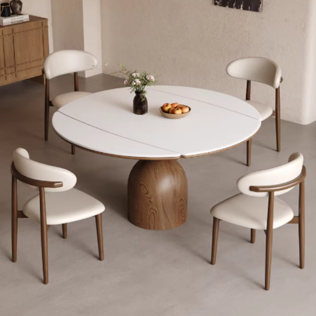ELAN Modern Sintered Stone Extendable Round Dining Table