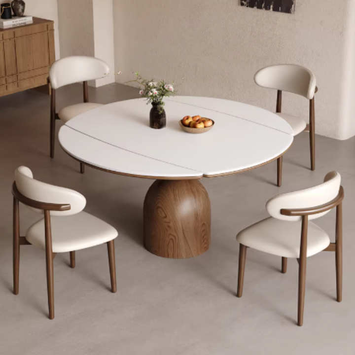 ELAN Modern Sintered Stone Extendable Round Dining Table