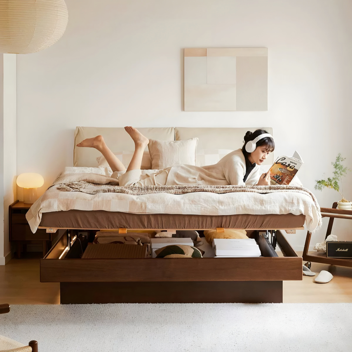 TREVIK Modern Solid Wood Storage Bedframe