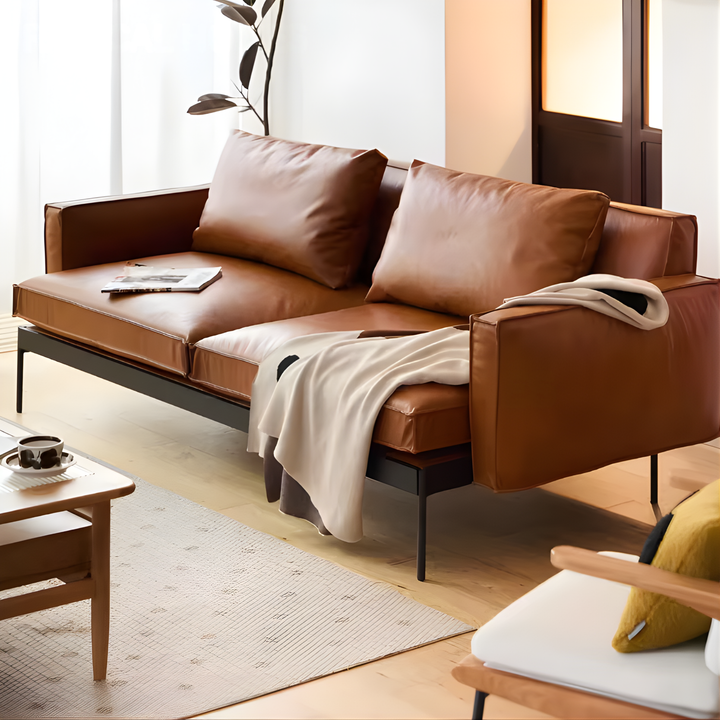 OAKHARE Modern Genuine Leather Sofa
