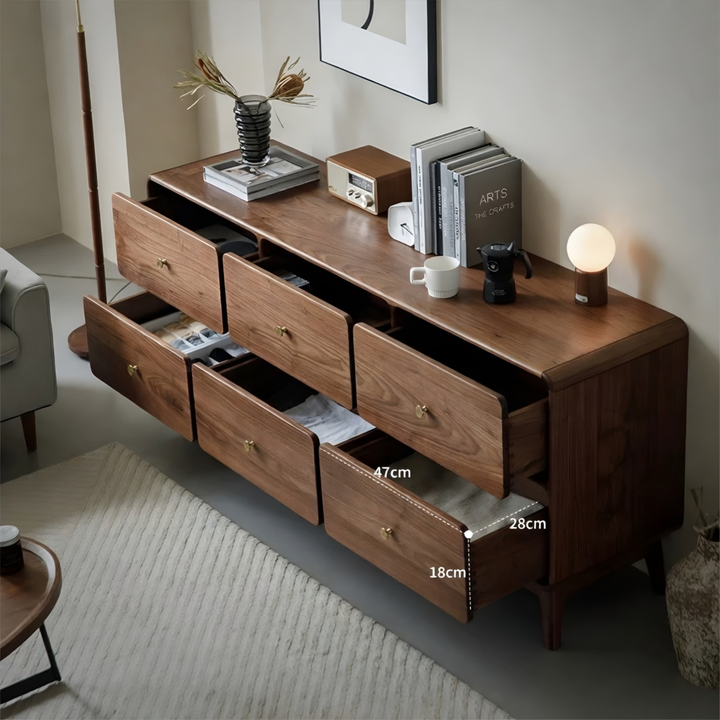 BRUBECK Rustic Walnut Wood Chest Of Drawers