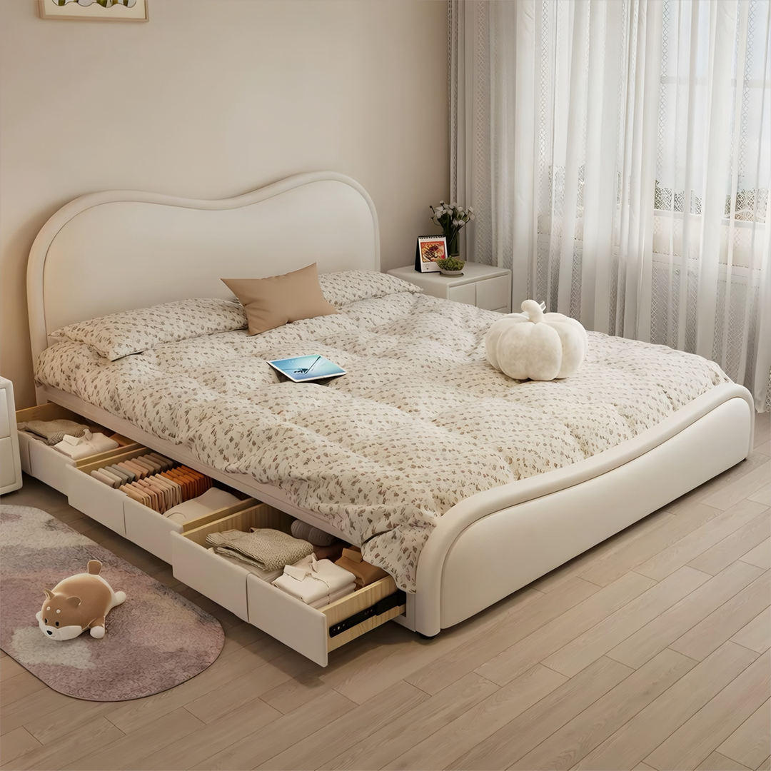 GAVEN Modern Leather Storage Bedframe - Cassa Haus Singapore