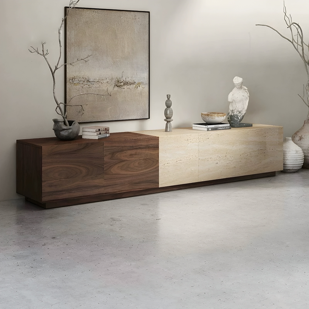 TRAVESSA Modern Travertine TV Console
