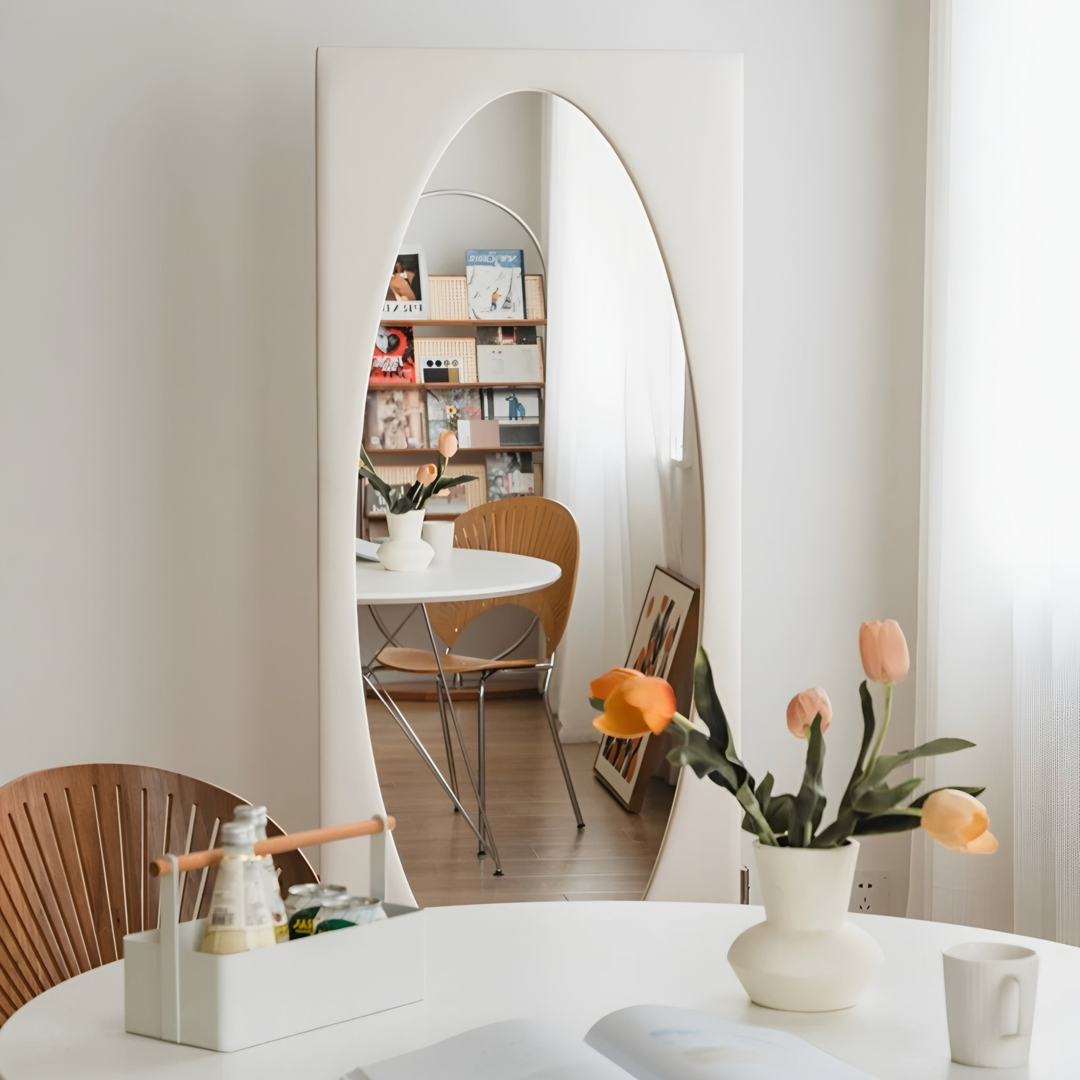 AELORVANE Modern Minimalist Oval Floor Mirror