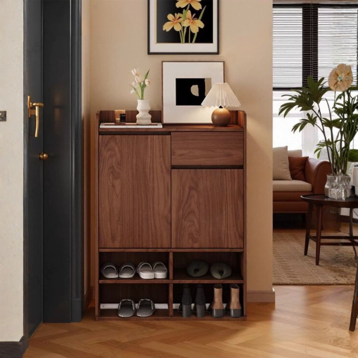 WELC Modern Solid Wood Entryway Shoe Cabinet