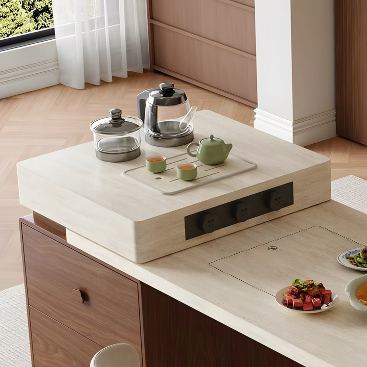 STRATUM Modern Travertine Island Dining Table - Cassa Haus Singapore