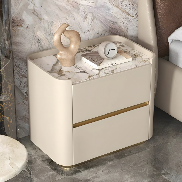 DORIAN Modern Leather Bedside Table - Cassa Haus Singapore