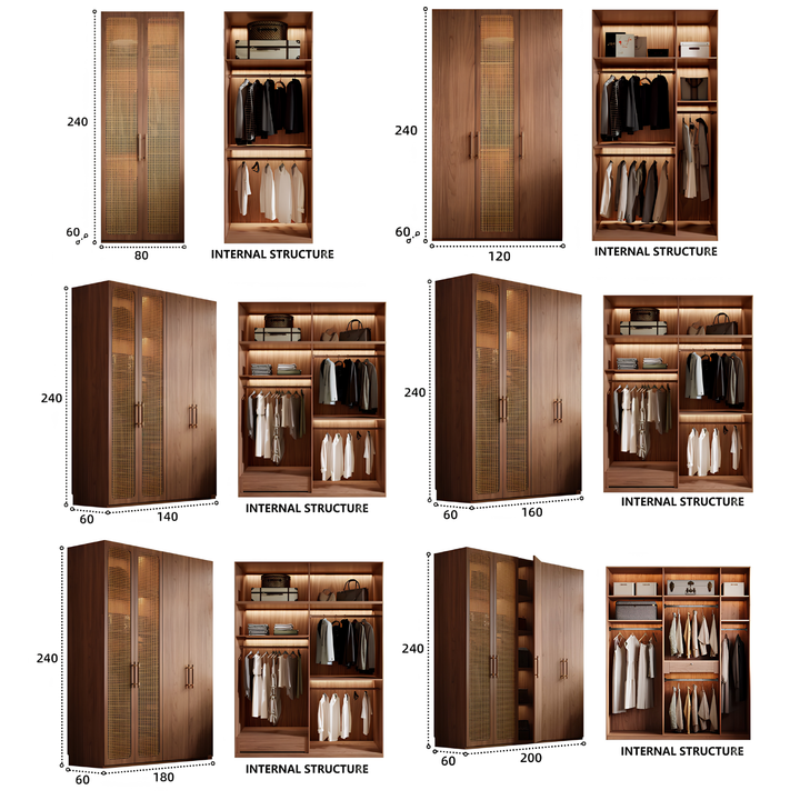 TRESKYN Rustic Rattan Wardrobe - Cassa Haus Singapore