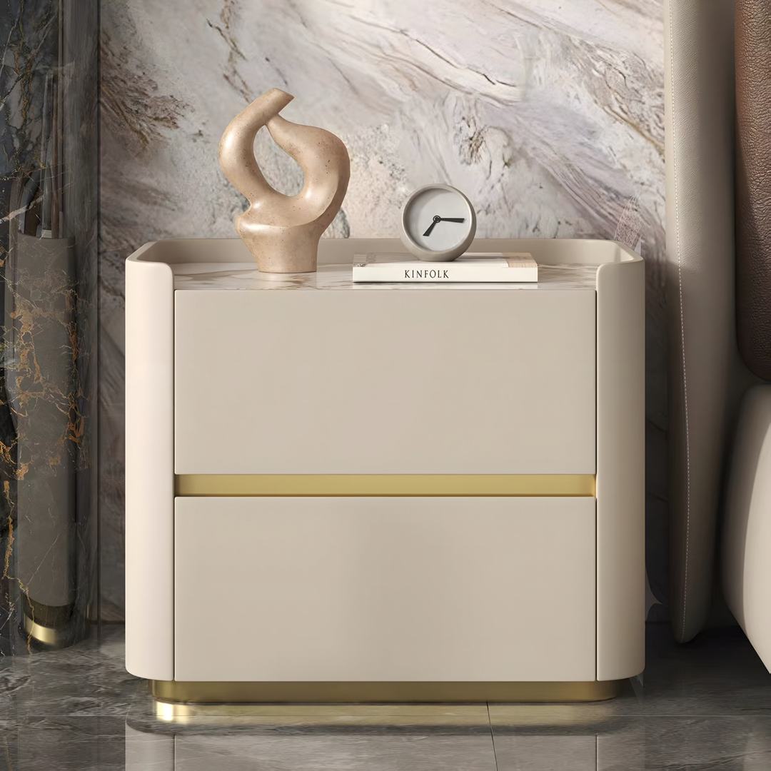 DORIAN Modern Leather Bedside Table - Cassa Haus Singapore