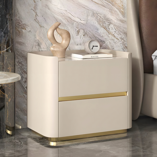DORIAN Modern Leather Bedside Table - Cassa Haus Singapore