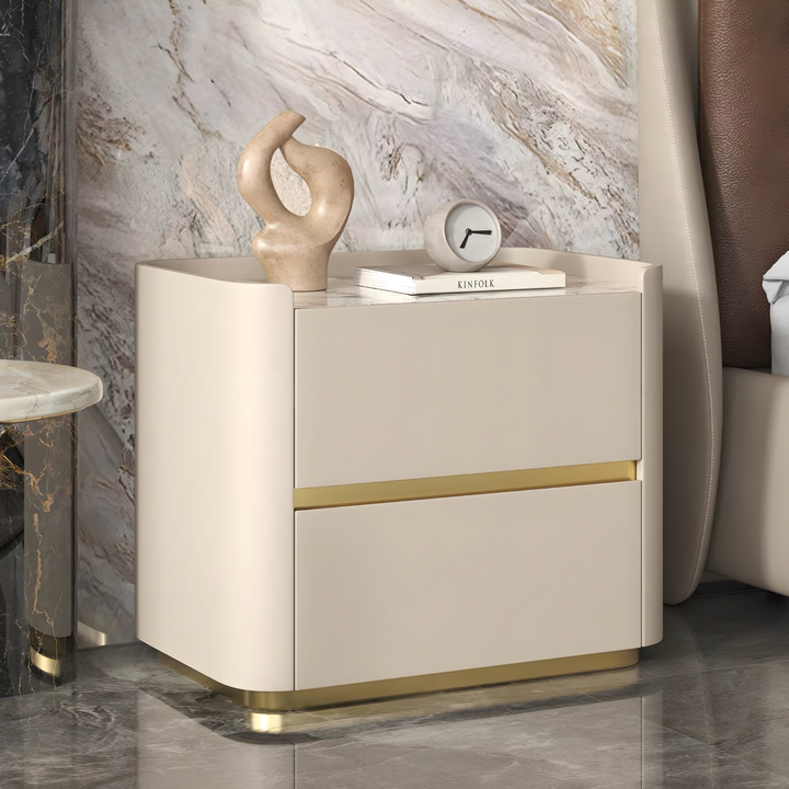 DORIAN Modern Leather Bedside Table - Cassa Haus Singapore