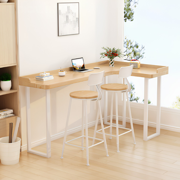 BRAVENT Modern Solid Wood L Shaped Bar Table