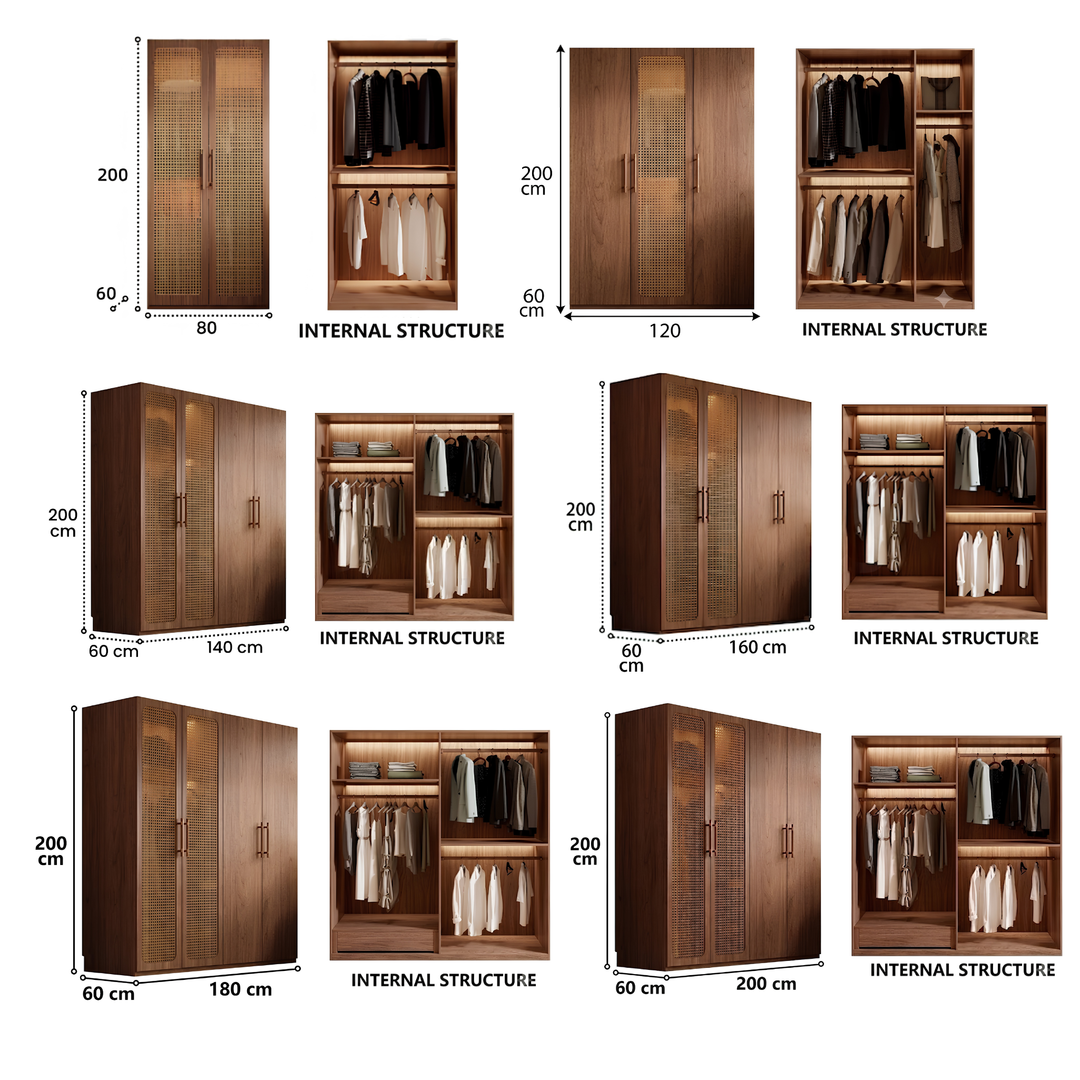 TRESKYN Rustic Rattan Wardrobe - Cassa Haus Singapore