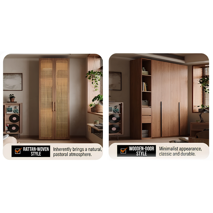 TRESKYN Rustic Rattan Wardrobe - Cassa Haus Singapore