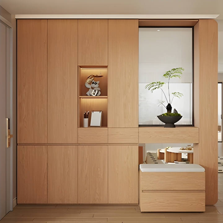 GENKAN Full-Height Shoe Cabinet with Console & Stool
