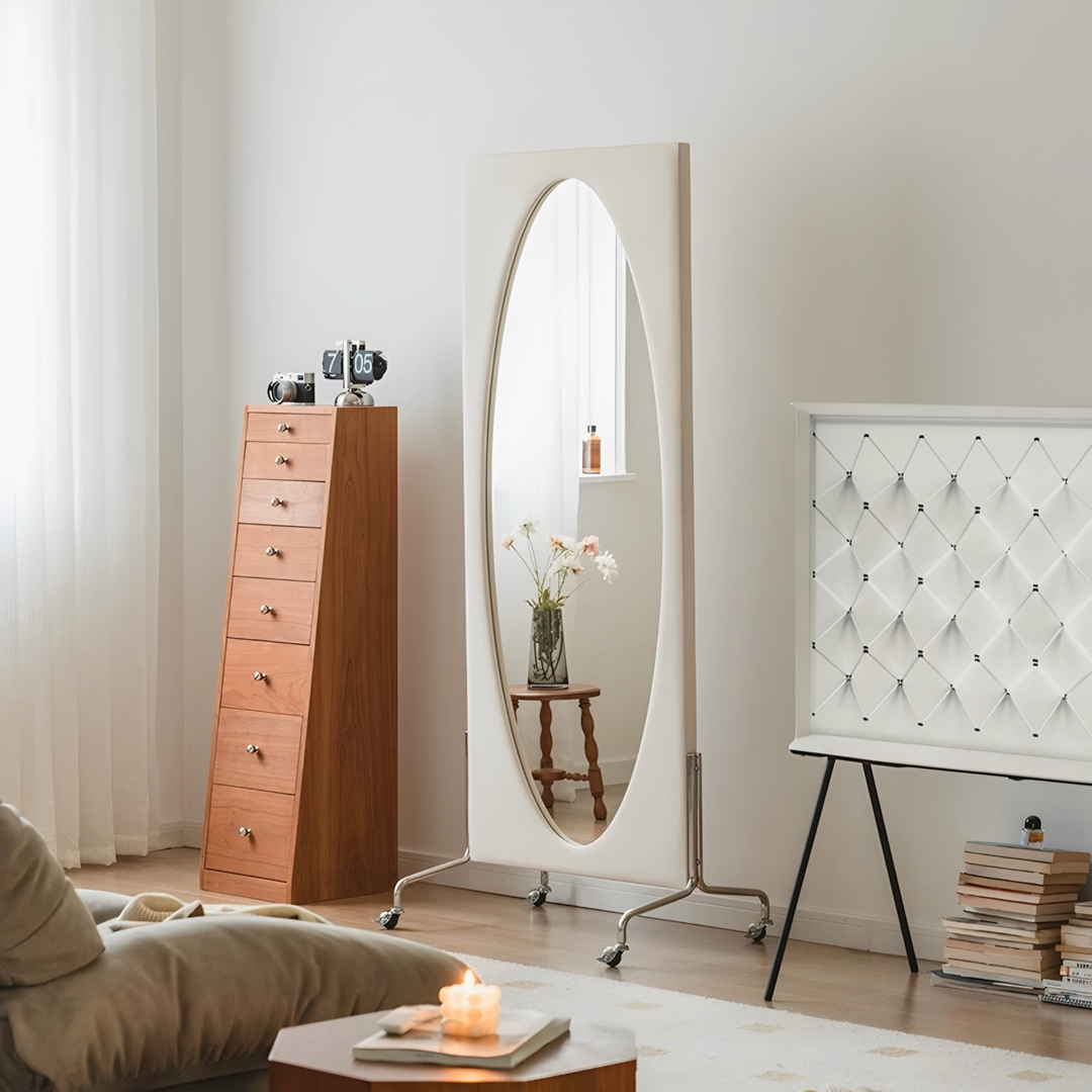 AELORVANE Modern Minimalist Oval Floor Mirror