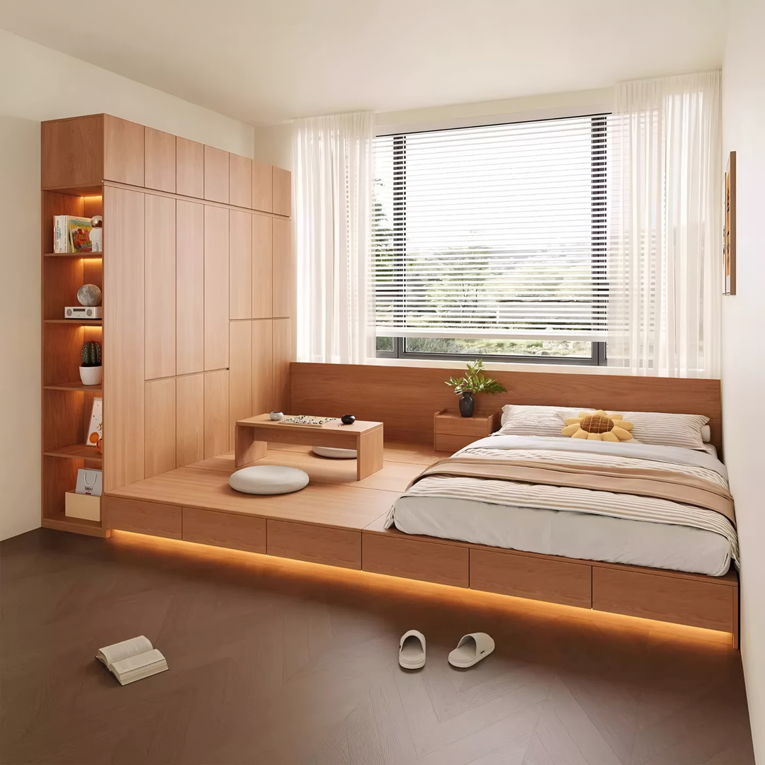 MIZUTO Japanese Platform Bedframe & Wardrobe