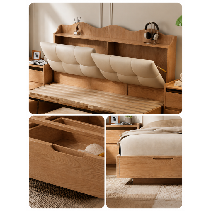KELDRIS Modern Solid Wood Storage Bedframe - Cassa Haus Singapore